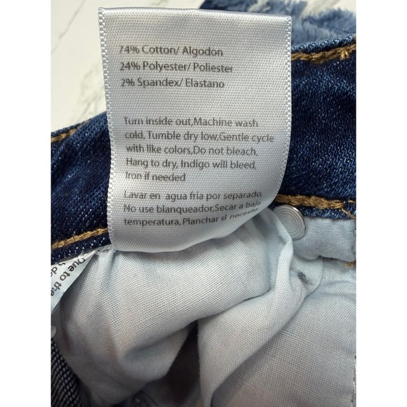 Risen Jeans Womens High Rise Distressed Raw Hem Denim Shorts Dark Wash S - Picture 5 of 10